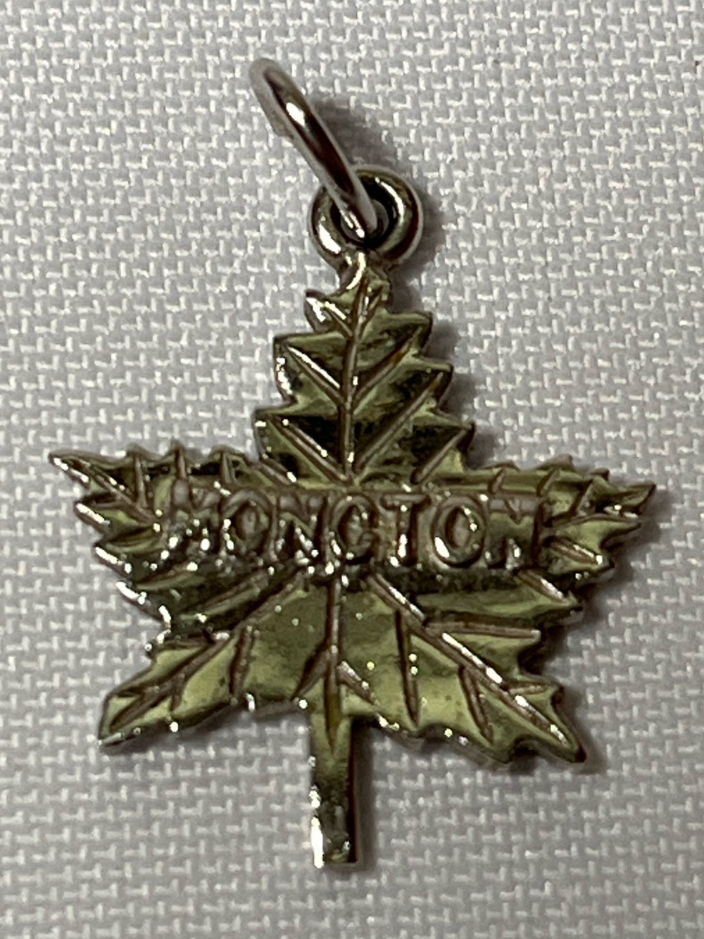 Vintage Silver Maple Leaf Charm. MONCTON
Sterling. Stamped.